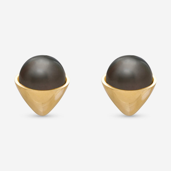 Assael 18K Yellow Gold Tahitian Natural Color Cultured Pearl Stud Earrings EG-OYTH-2