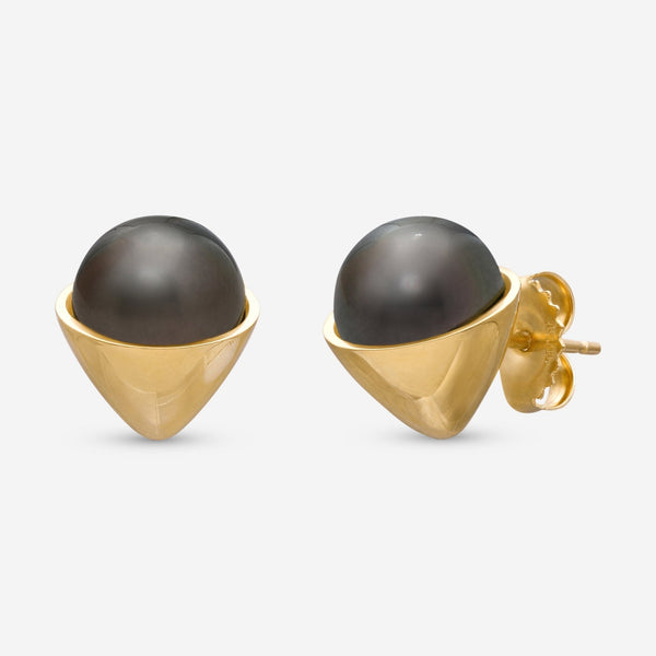 Assael 18K Yellow Gold Tahitian Natural Color Cultured Pearl Stud Earrings EG-OYTH-2