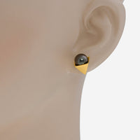 Assael 18K Yellow Gold Tahitian Natural Color Cultured Pearl Stud Earrings EG - PYTH - 2.A - THE SOLIST - Assael