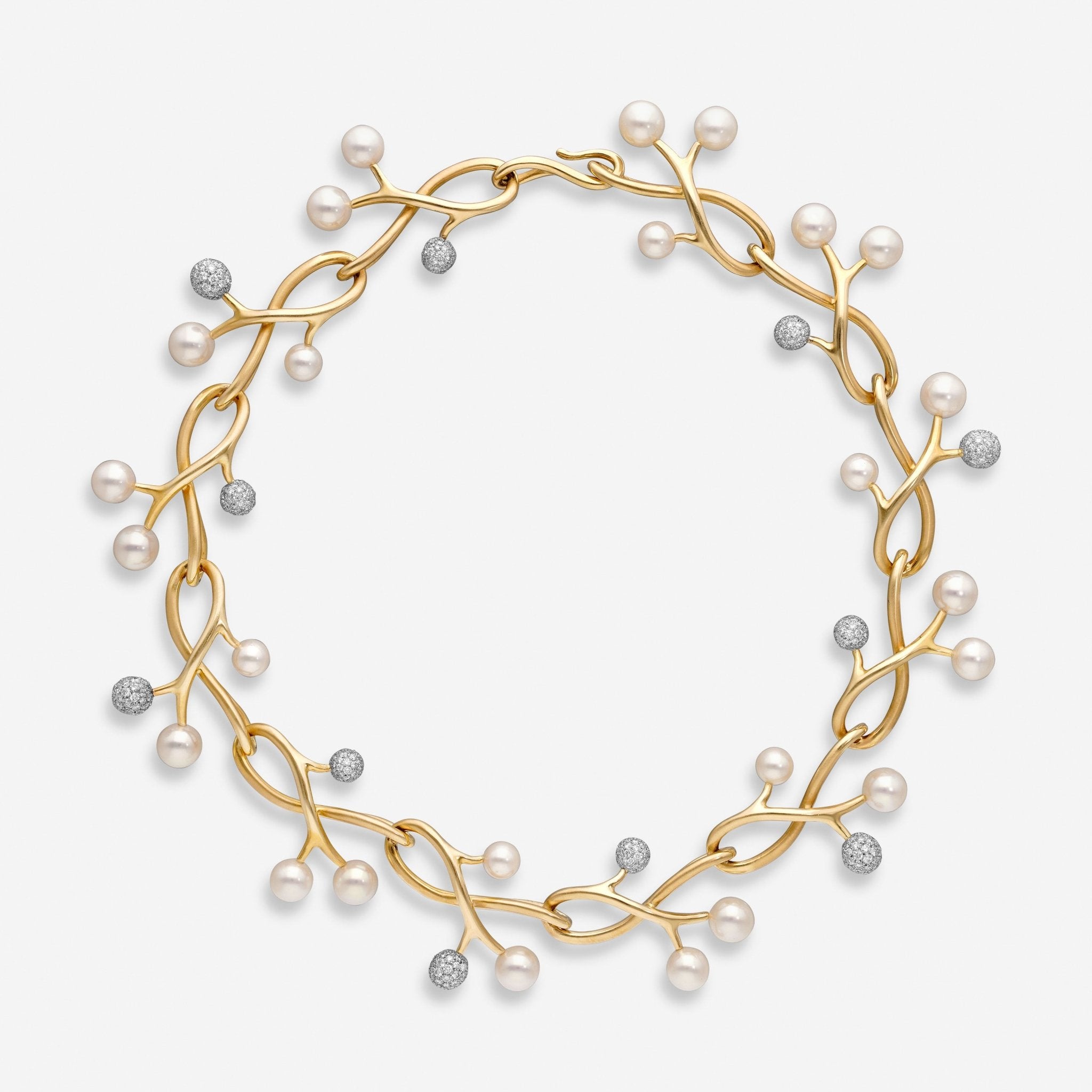 Assael Angela Cummings 18K Yellow Gold, Akoya Cultured Pearl and Diamond 8.41ct. tw. Choker Necklace ACN0022 - THE SOLIST - Assael