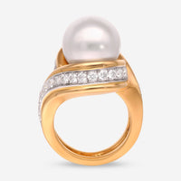 Assael Angela Cummings 18K Yellow Gold and Platinum, South Sea Pearl and Diamond 1.31ct. tw. Statement Ring Sz. 6.5 ACR0069 - THE SOLIST - Assael