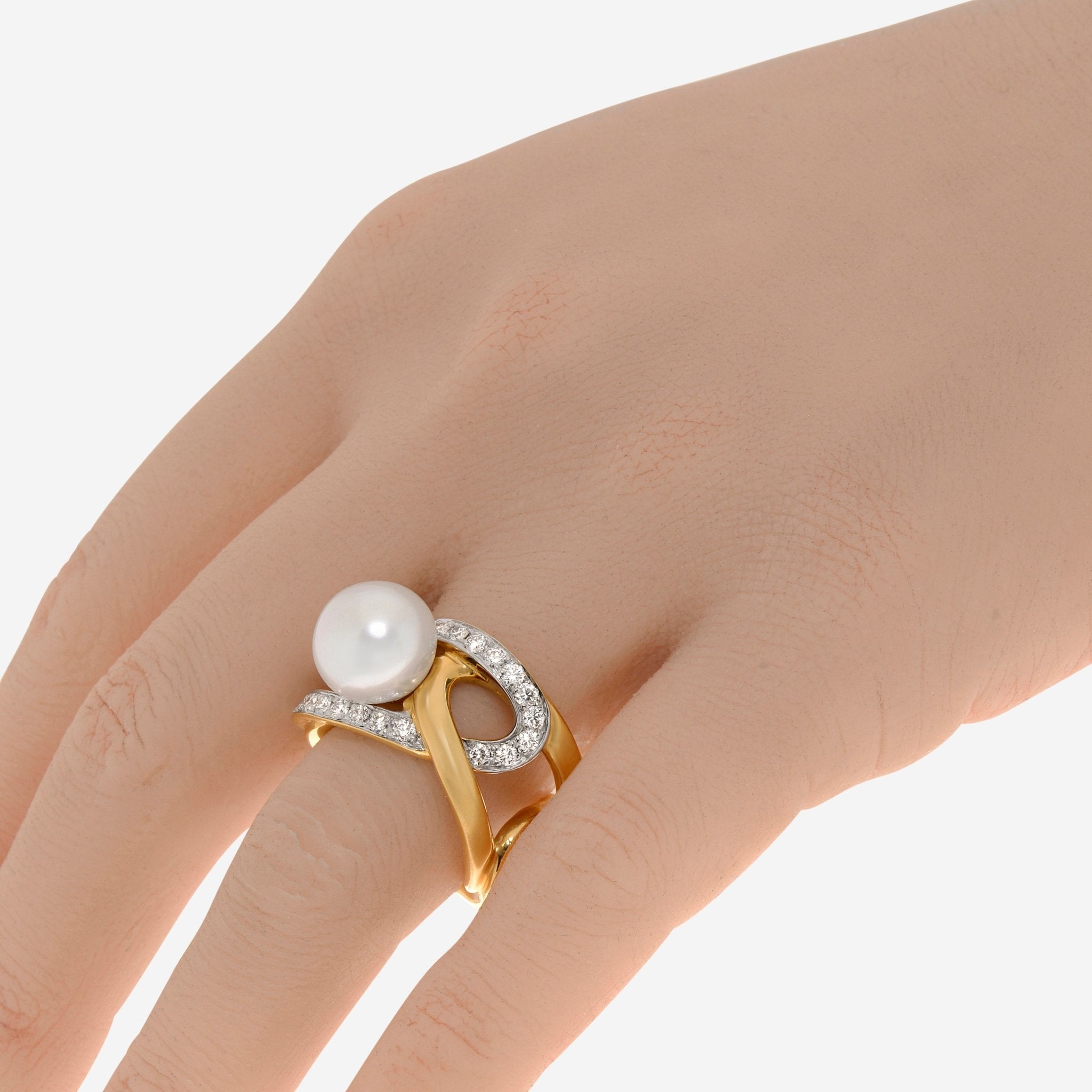 Assael Angela Cummings 18K Yellow Gold, South Sea Pearl and Diamond 0.84ct. tw. Statement Ring Sz. 7 ACR0052 - THE SOLIST - Assael