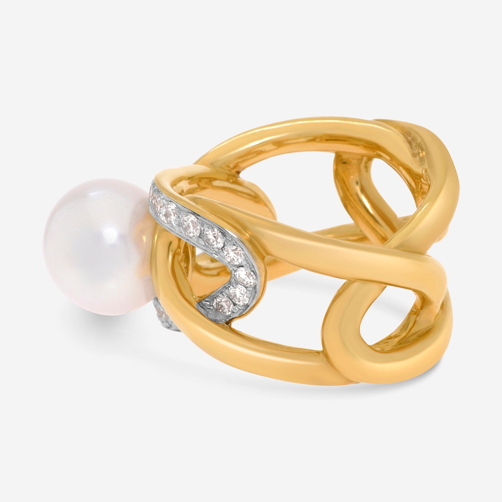 Assael Angela Cummings 18K Yellow Gold, South Sea Pearl and Diamond 0.84ct. tw. Statement Ring Sz. 7 ACR0052 - THE SOLIST - Assael