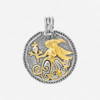 Konstantino Zodiac Virgo Sterling Silver & 18K Yellow Gold Diamond Carved Pendant MEKJ624-109 - THE SOLIST