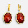 Crivelli Ruby Quartz 18K Yellow Gold Brown & White Diamond Drop Earrings 047126