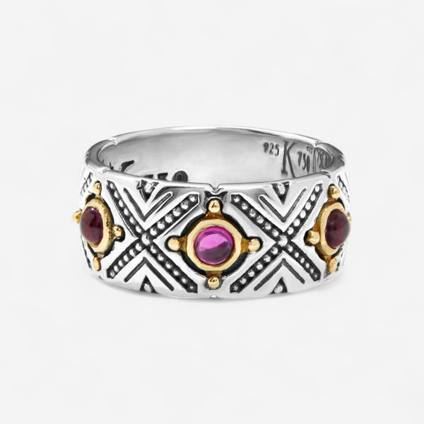 Konstantino Dome Sterling Silver & 18K Yellow Gold Corundum Ring Sz. 6 DKJ974-538-S6