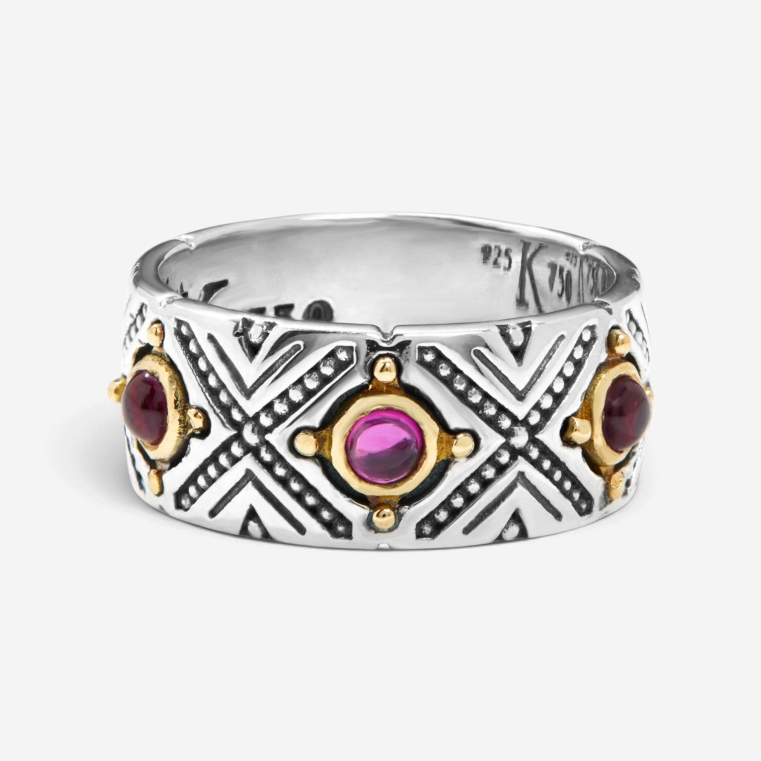 Konstantino Dome Sterling Silver & 18k Yellow Gold Corundum Band Ring Sz. 7 DKJ974-538-S7 - THE SOLIST