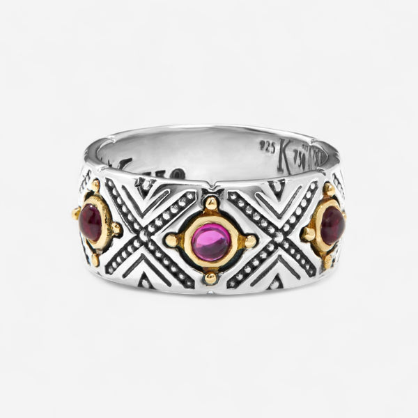 Konstantino Dome Sterling Silver & 18K Yellow Gold Corundum Band Ring Sz. 8 DKJ974-538-S8