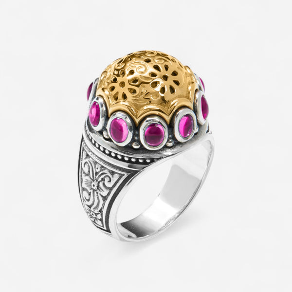 Konstantino Dome Sterling Silver & 18K Yellow Gold Corundum Ring Sz. 6 DKJ977-538-S6