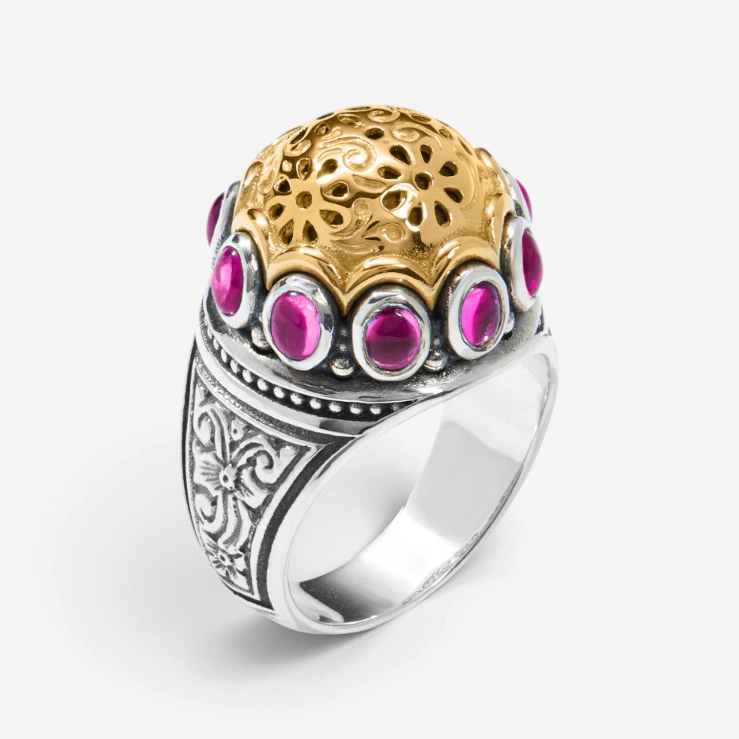 Konstantino Dome Sterling Silver & 18K Yellow Gold Corundum Ring Sz. 7 DKJ977-538-S7 - THE SOLIST