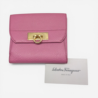 Salvatore Ferragamo Women's 627819 Pink Gancini Bifold Wallet MSRP $617 - THE SOLIST