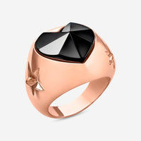 Baccarat 18K Gold Plated on Sterling Silver, Black Crystal Heart And Star Statement Ring 2812880 - THE SOLIST - Baccarat