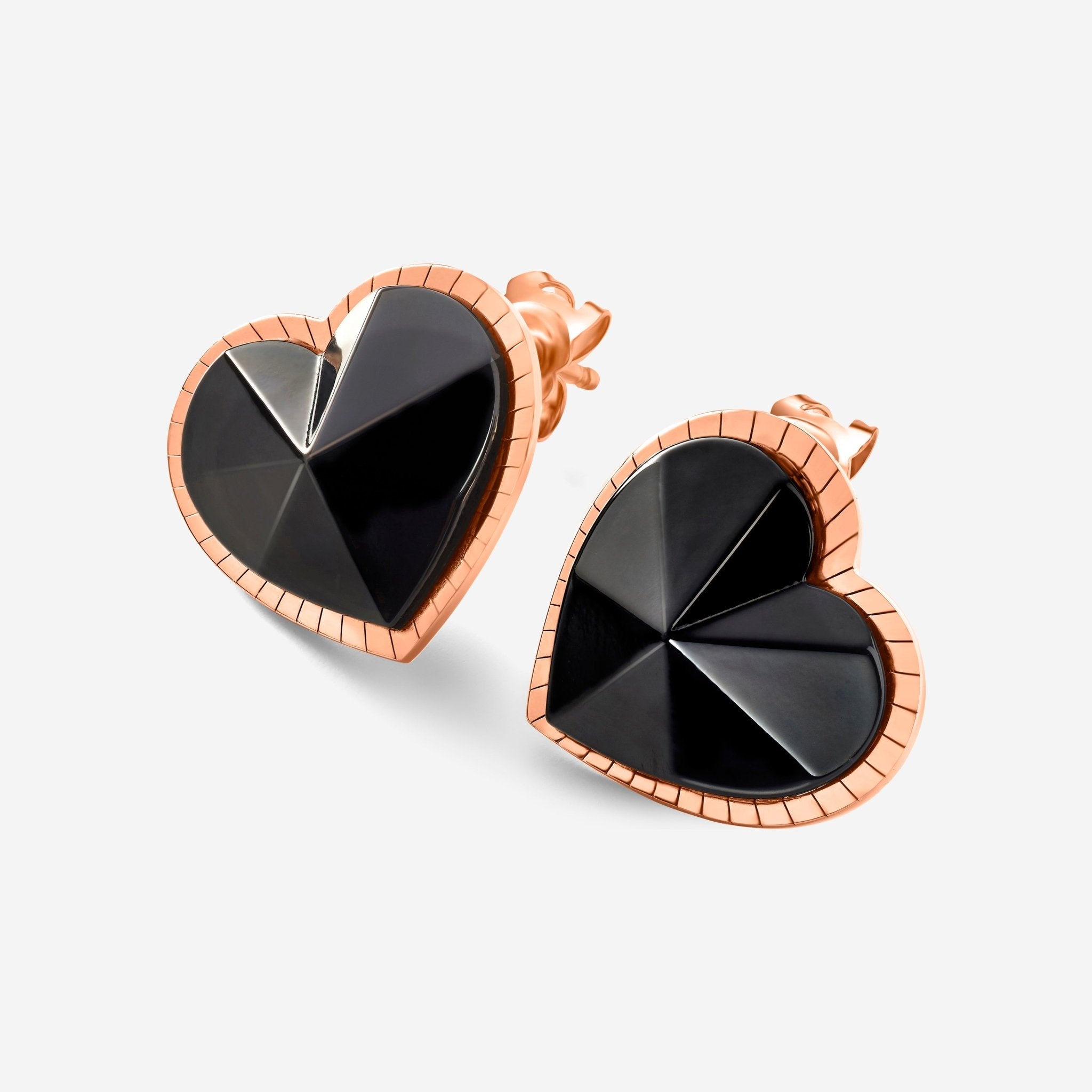 Baccarat 18K Gold Plated on Sterling Silver , Black Crystal Heart Earrings 2812897 - THE SOLIST - Baccarat