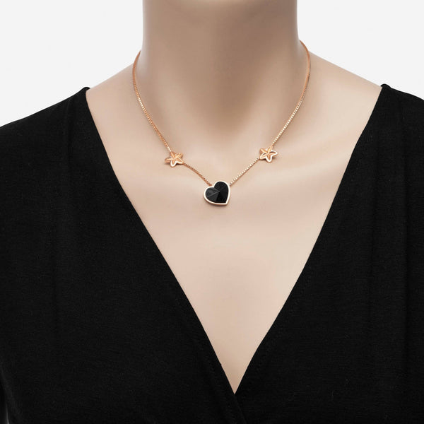 Baccarat 18K Gold Plated on Sterling Silver, Black Crystal Heart Princess Necklace 2812893 - THE SOLIST - Baccarat