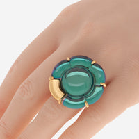 Baccarat 18K Gold Plated on Sterling Silver, Green Crystal Flower Statement Ring 2807623 - THE SOLIST - Baccarat