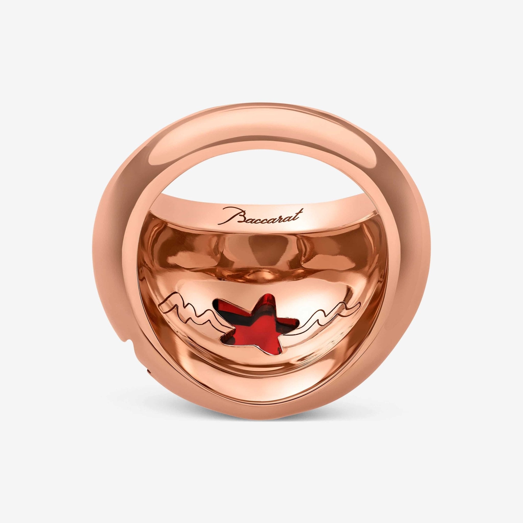 Baccarat 18K Gold Plated on Sterling Silver, Red Crystal Heart And Star Ring 2813100 - THE SOLIST - Baccarat