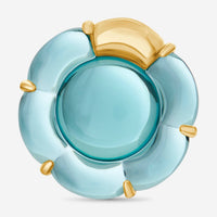 Baccarat 18K Gold Plated on Sterling Silver, Turquoise Crystal Flower Statement Ring 2806982 - THE SOLIST - Baccarat