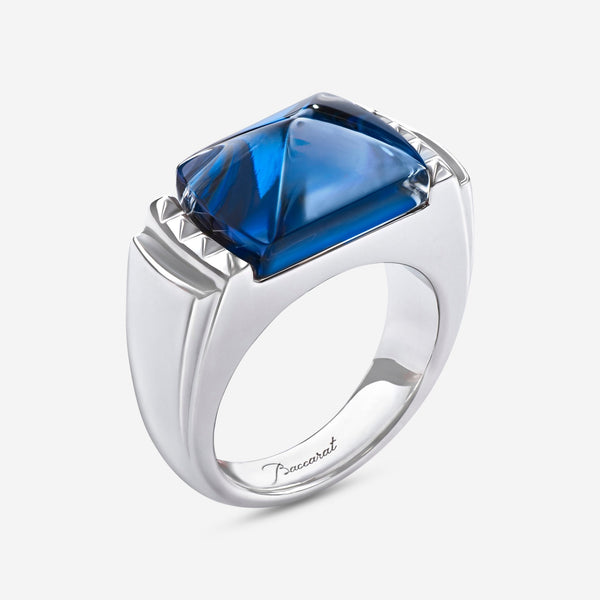 Baccarat Sterling Silver, Blue Crystal Statement Ring 2808023 - THE SOLIST - Baccarat