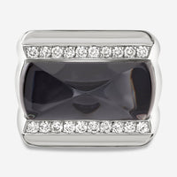 Baccarat Sterling Silver, Gray Crystal and Diamond Statement Ring 2808053 - THE SOLIST - Baccarat