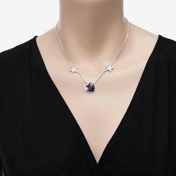 Baccarat Sterling Silver, Purple Crystal Heart And Star Princess Necklace 2812857 - THE SOLIST - Baccarat