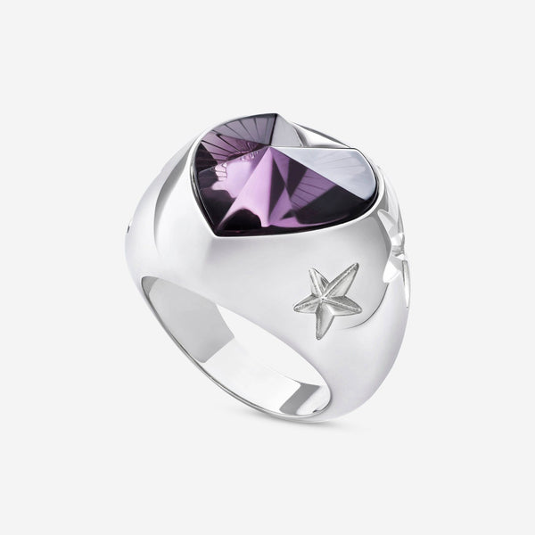 Baccarat Sterling Silver, Purple Crystal Heart And Star Statement Ring 2812843 - THE SOLIST - Baccarat