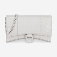 Balenciaga Hourglass White Croc Embossed Wallet On Chain 6560501LRGM - THE SOLIST - Balenciaga