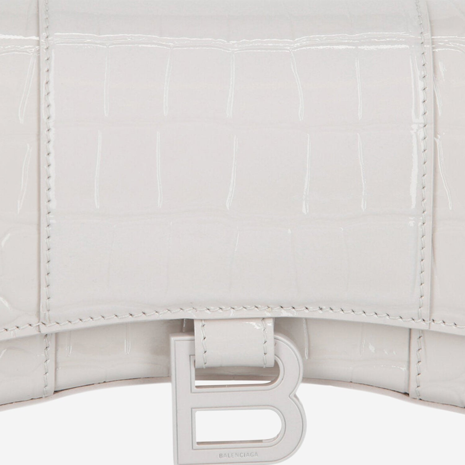 Balenciaga Hourglass White Croc Embossed Wallet On Chain 6560501LRGM - THE SOLIST - Balenciaga