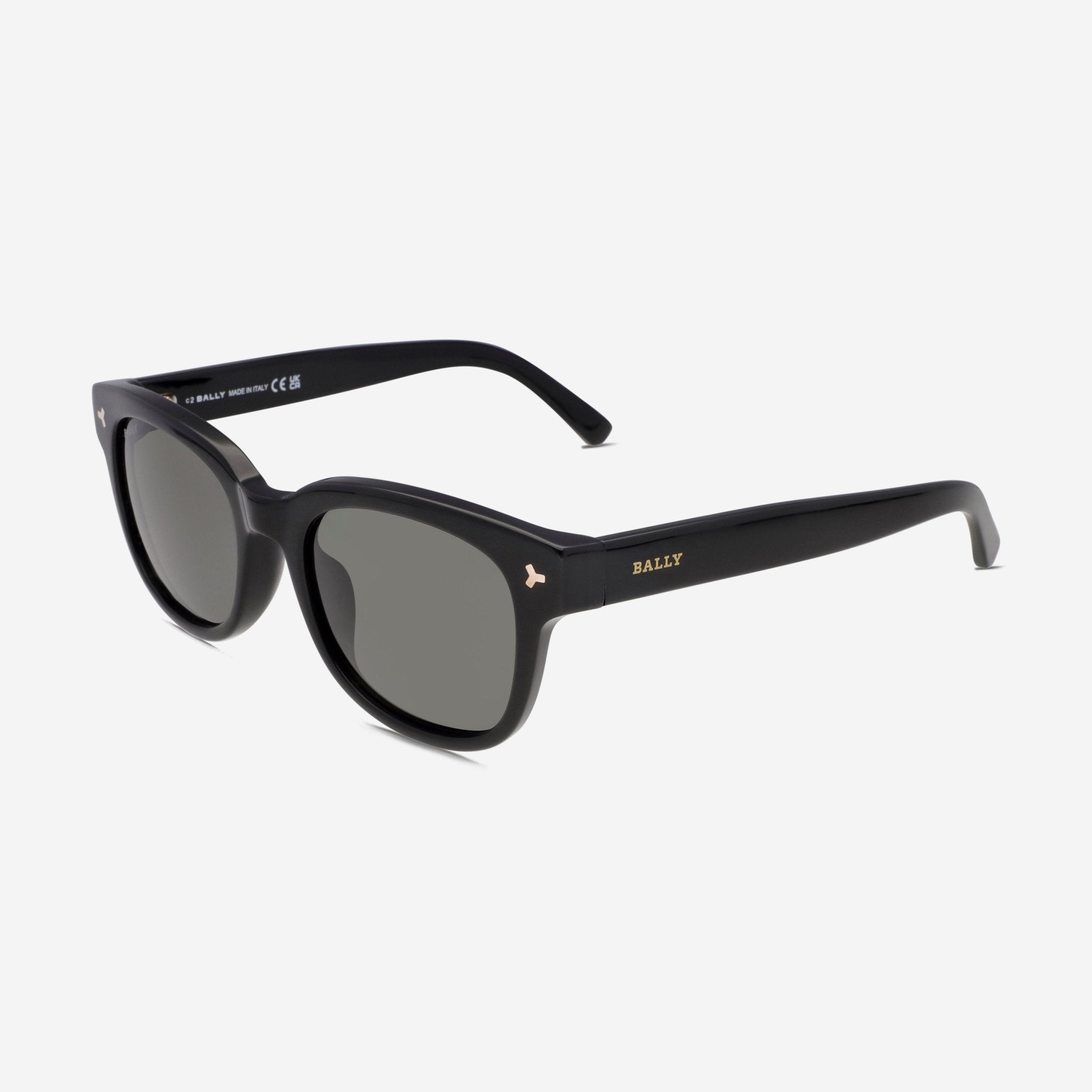 Bally Men's H - Shiny Black & Smoke Square Sunglasses BY0033 - H - THE SOLIST - Bally