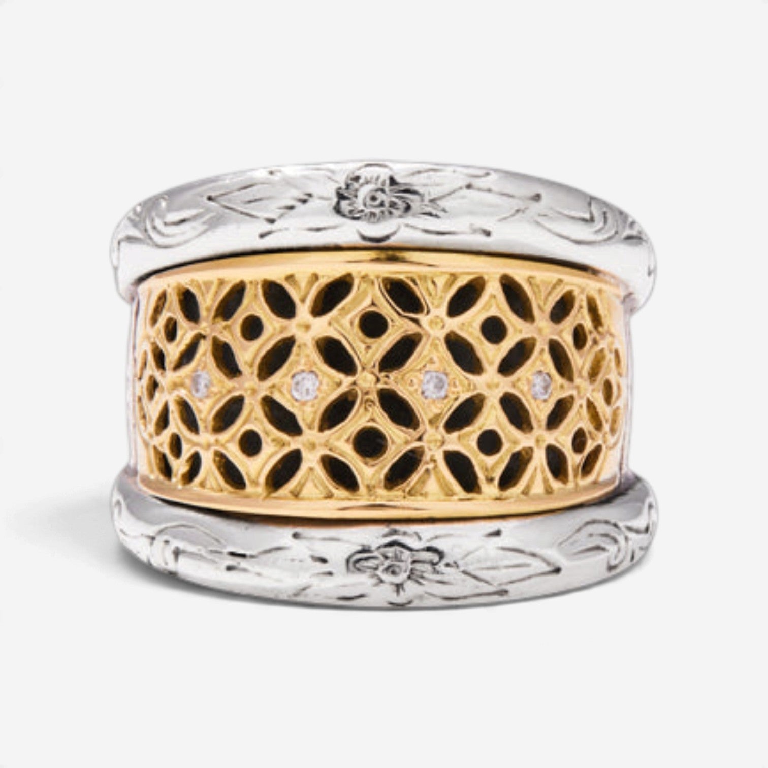 Konstantino Classic Sterling Silver 18k Yellow Gold & Diamond Ring DMK1836-109 - THE SOLIST
