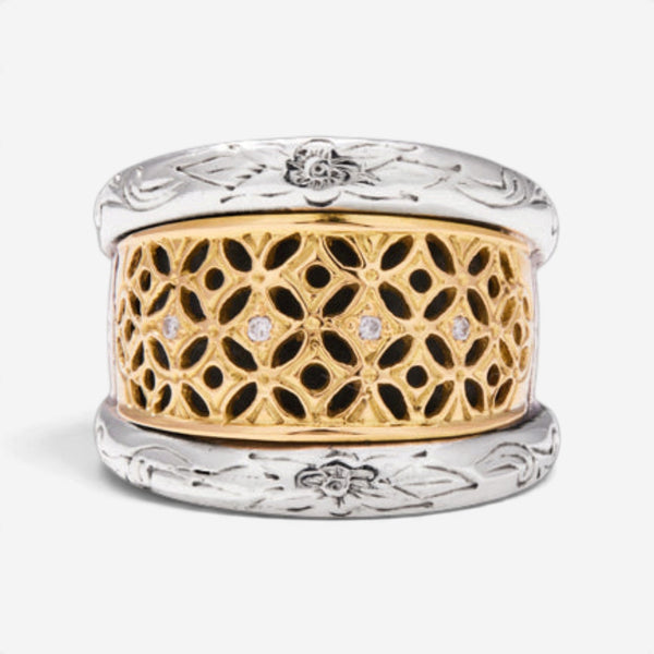 Konstantino Classic Sterling Silver 18k Yellow Gold & Diamond Ring DMK1836-109 - THE SOLIST