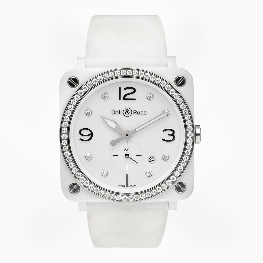 Bell & Ross Br S White Ceramic Diamonds Quartz Unisex Watch BRS - WH - CES - LGD/SRB - THE SOLIST - Bell & Ross