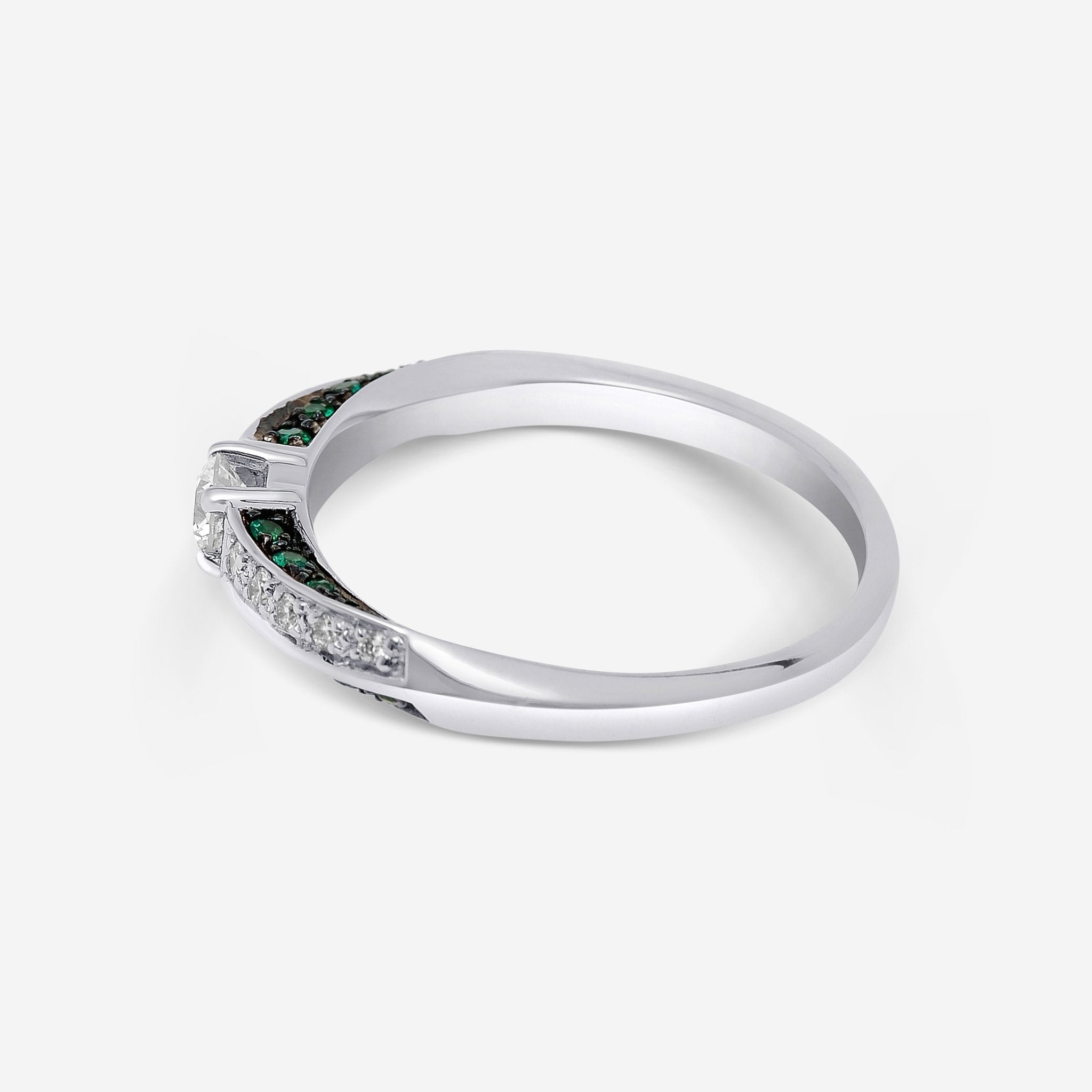 Bliss By Damiani 18K White Gold, Diamond and Emerald Band Ring Sz 7 20067091 - THE SOLIST - Bliss By Damiani