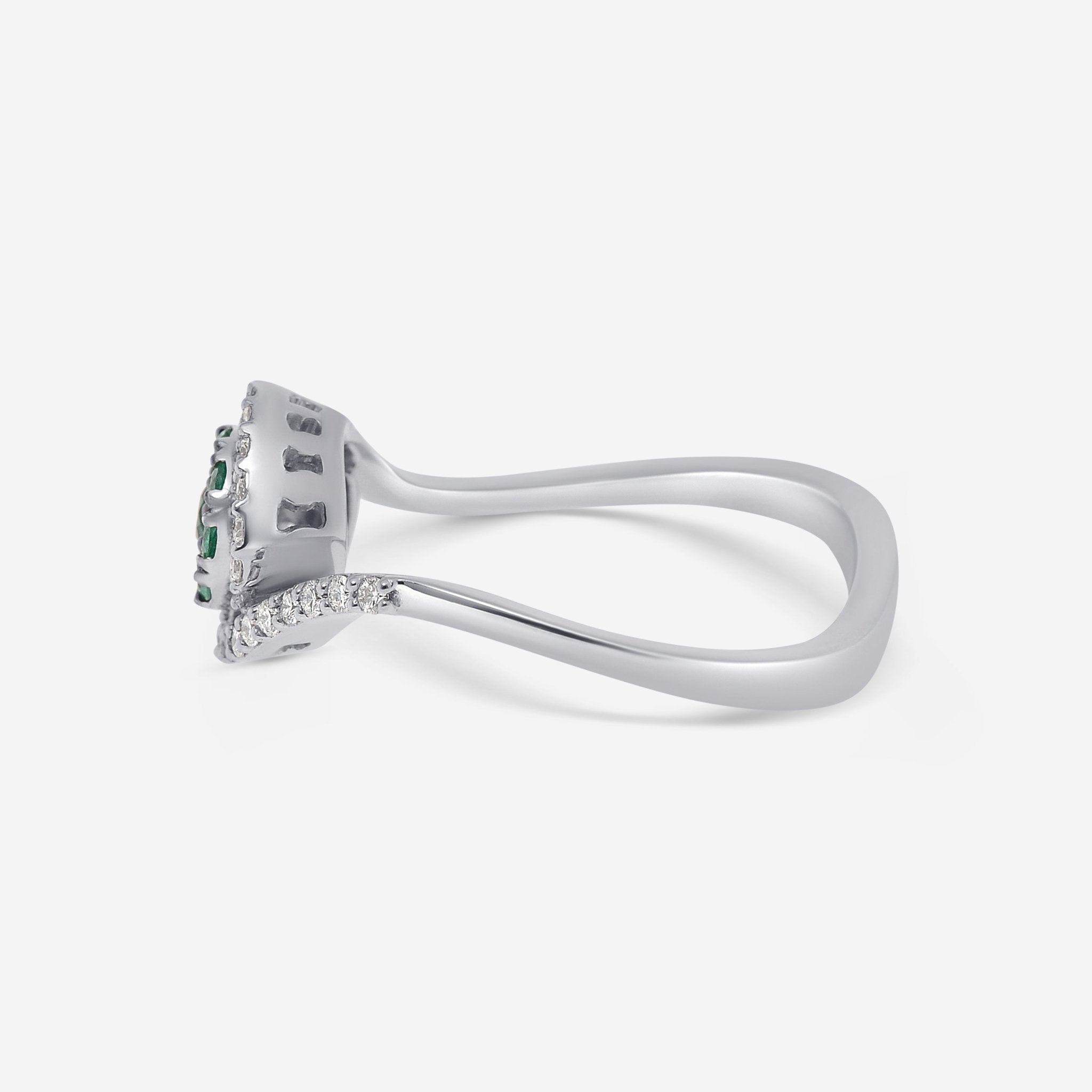 Bliss By Damiani 18K White Gold, Emerald and Diamond Wave Ring Sz 7 20064281 - THE SOLIST - Bliss By Damiani