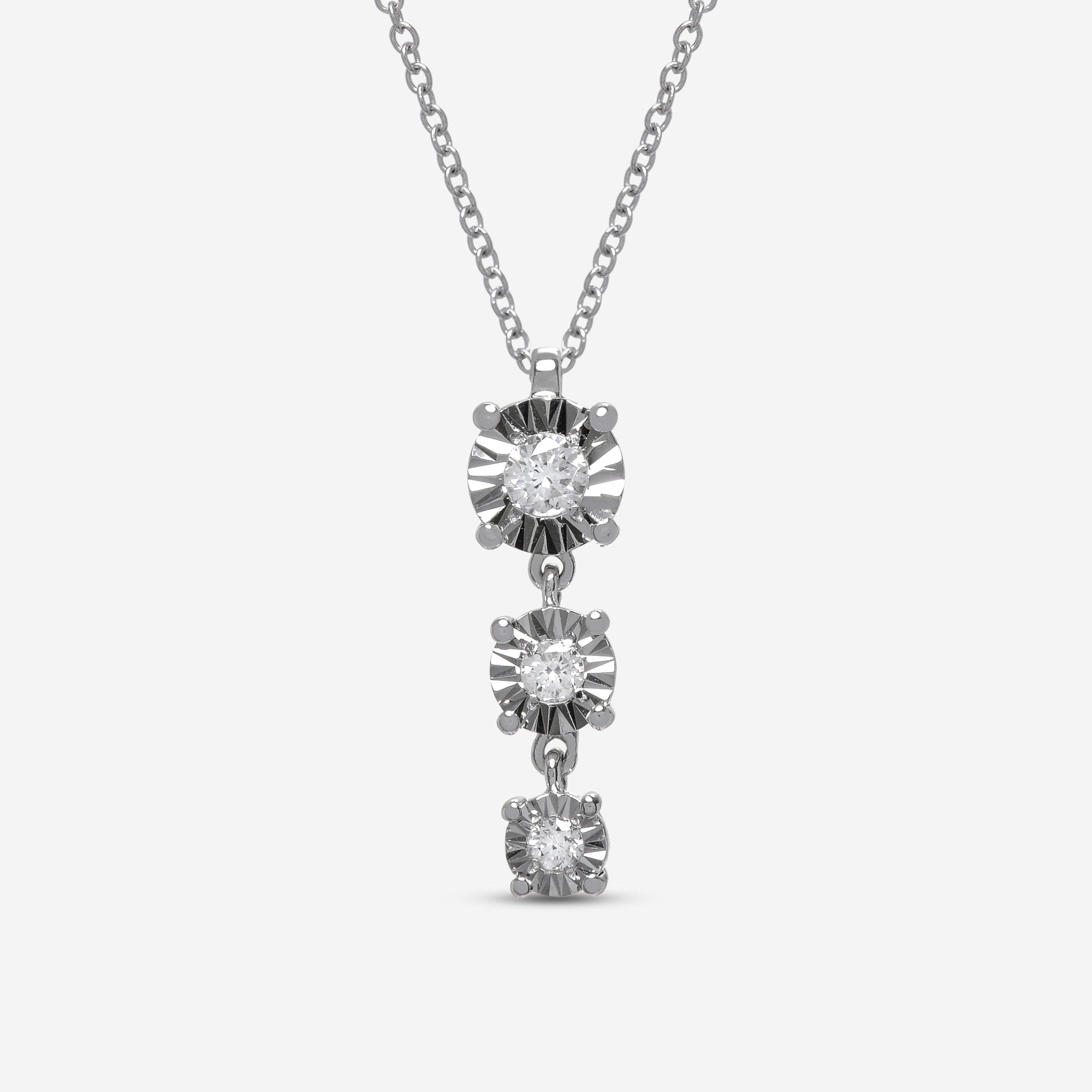 Bliss By Damiani Sole 18K White Gold, Graduating Diamond Pendant Necklace 20086462 - THE SOLIST - Bliss By Damiani