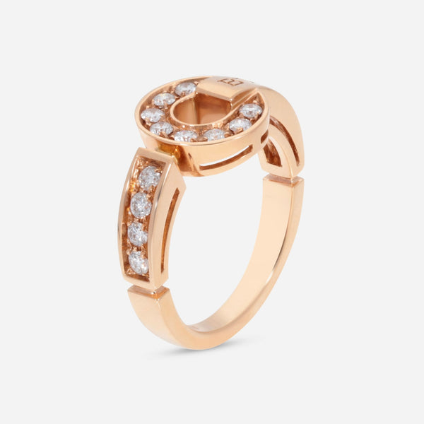 Bulgari Bulgari 18K Rose Gold Diamond Ring Sz. 5.25 346211 - THE SOLIST - Bulgari