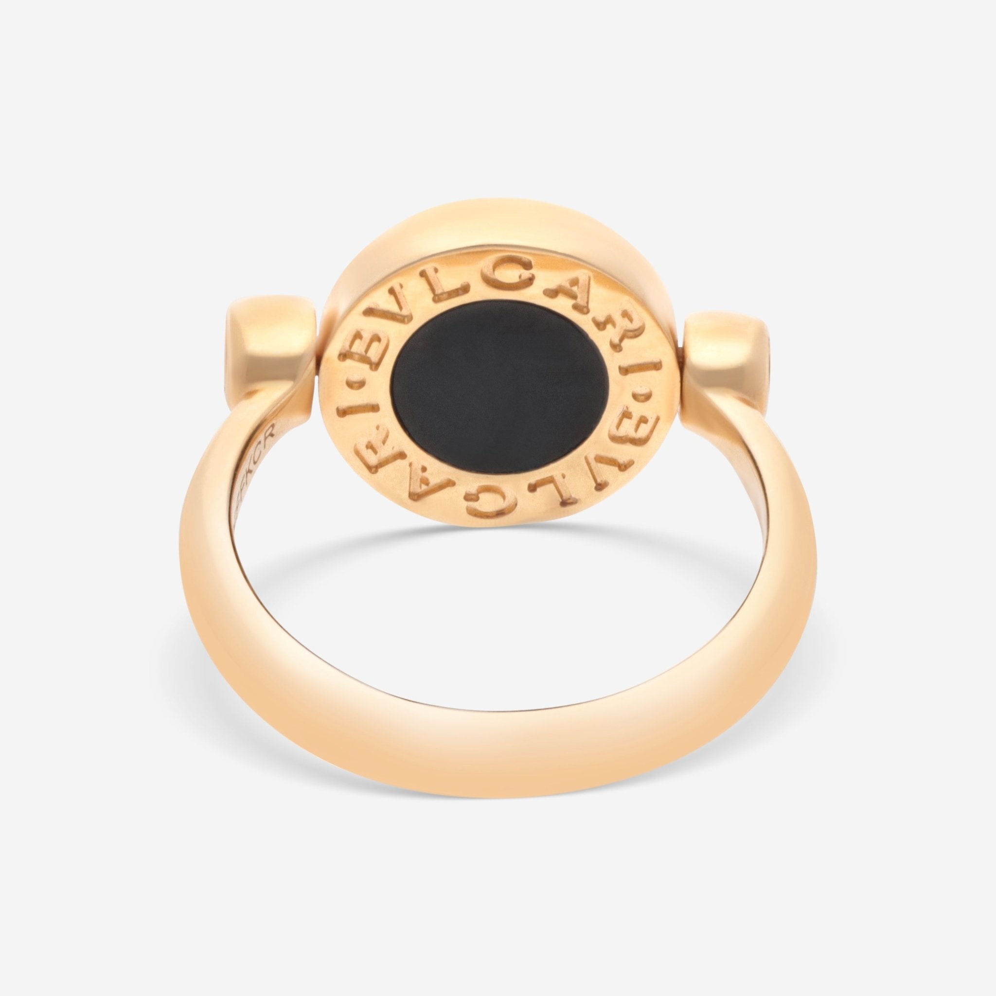 Bulgari Bulgari 18K Yellow Gold White Calcedonium & Onyx Rotating Ring Sz. 4.25 350523 - THE SOLIST - Bulgari