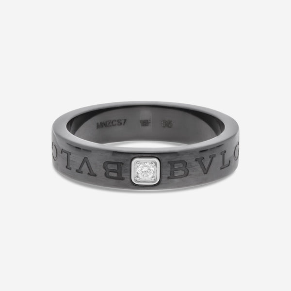 Bulgari Bulgari Black Ceramic & 18K White Gold Diamond Ring Sz. 11 350512 - THE SOLIST - Bulgari