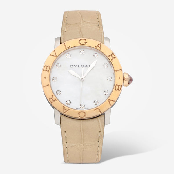 Bulgari Bulgari Diamond 18K Rose Gold Mother of Pearl 37mm Automatic Ladies Watch 101895 - THE SOLIST - Bulgari