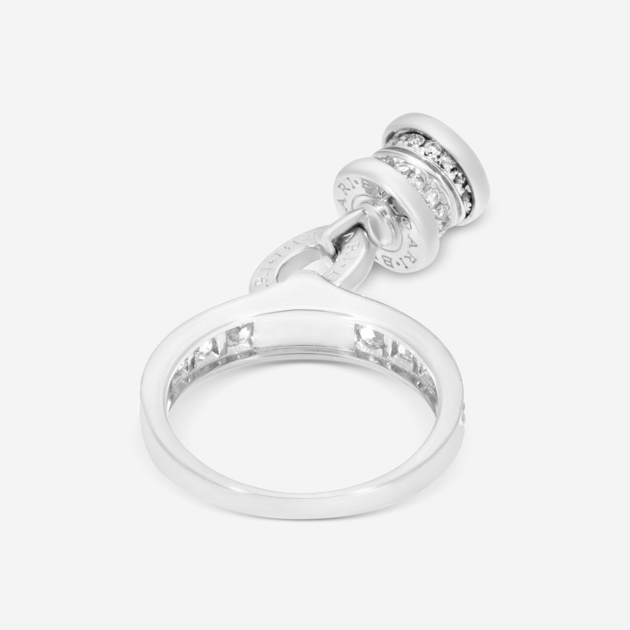 Bulgari B.Zero1 18K White Gold Diamond Charm Dangling Ring Sz. 6 AN853924 - THE SOLIST - Bulgari