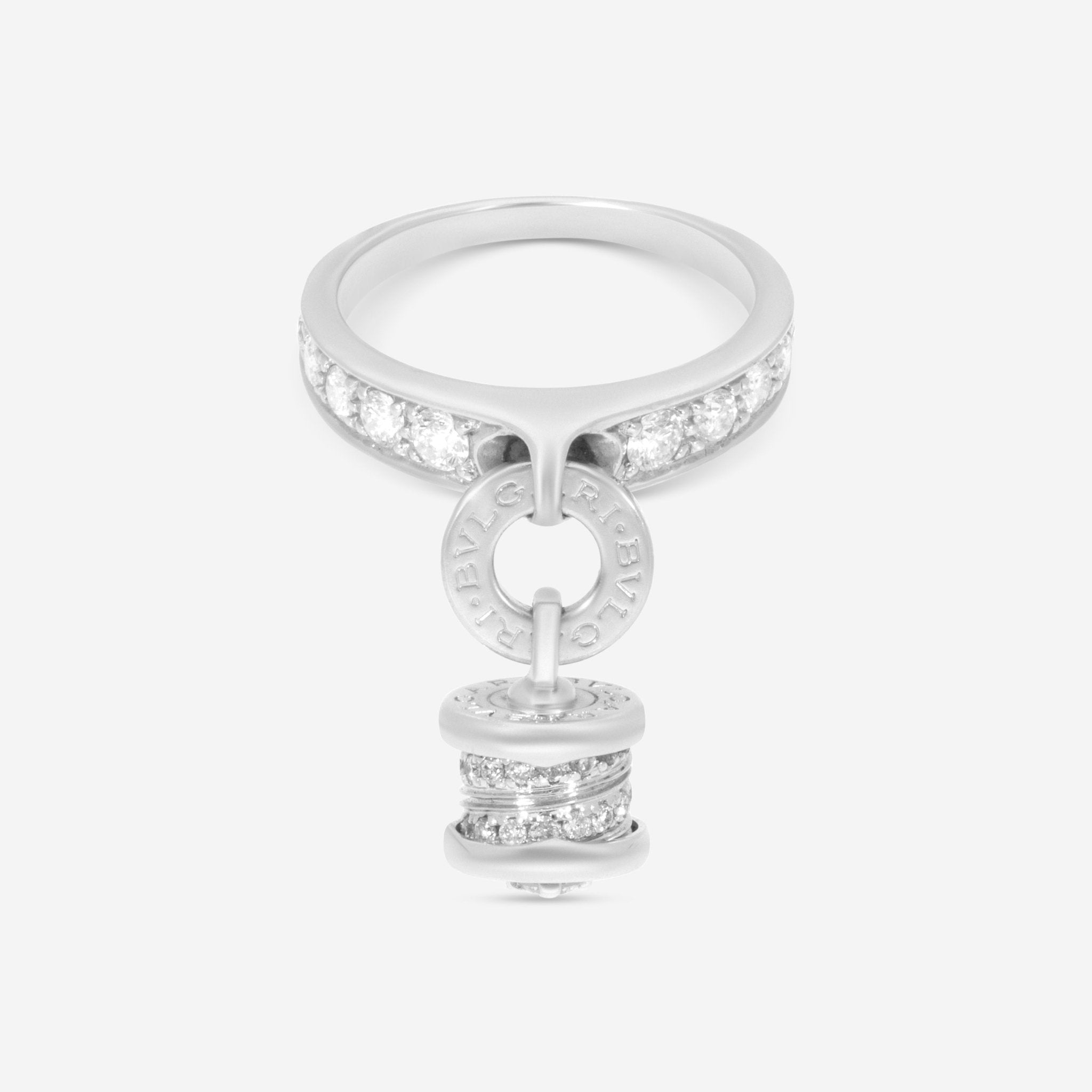 Bulgari B.Zero1 18K White Gold Diamond Charm Dangling Ring Sz. 6 AN853924 - THE SOLIST - Bulgari