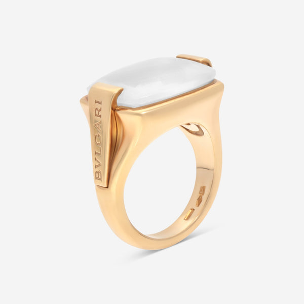 Bulgari Metropolis 18K Yellow Gold White Quartz Ring Sz. 6.25 AN852216 - THE SOLIST - Bulgari