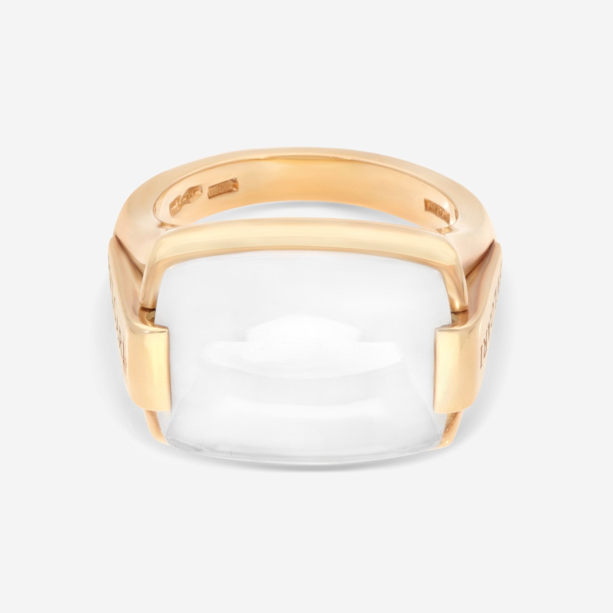 Bulgari Metropolis 18K Yellow Gold White Quartz Ring Sz. 6.25 AN852216 - THE SOLIST - Bulgari