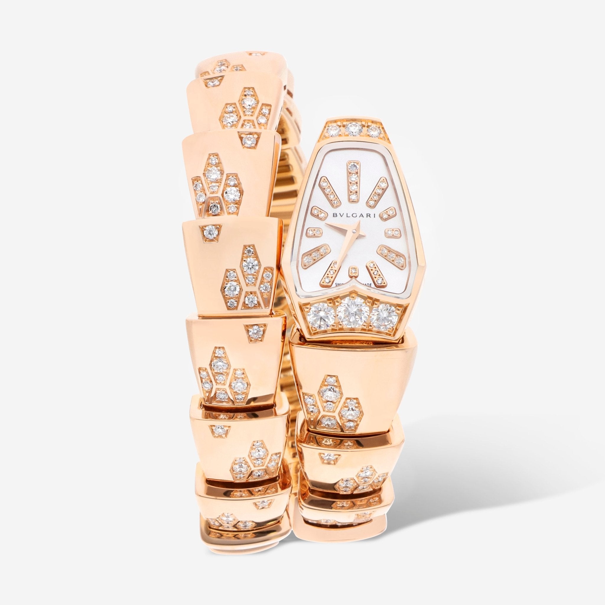 Bulgari Serpenti 18K Rose Gold Diamond Quartz Ladies Watch 101995 - THE SOLIST - Bulgari