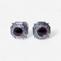 Konstantino Sterling Silver Garnet Octagonal Cufflinks MAMK89-112-CAB