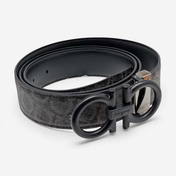 Salvatore Ferragamo Men's Double Gancini 717807 Black/Grey Size 105 MSRP $695 - THE SOLIST