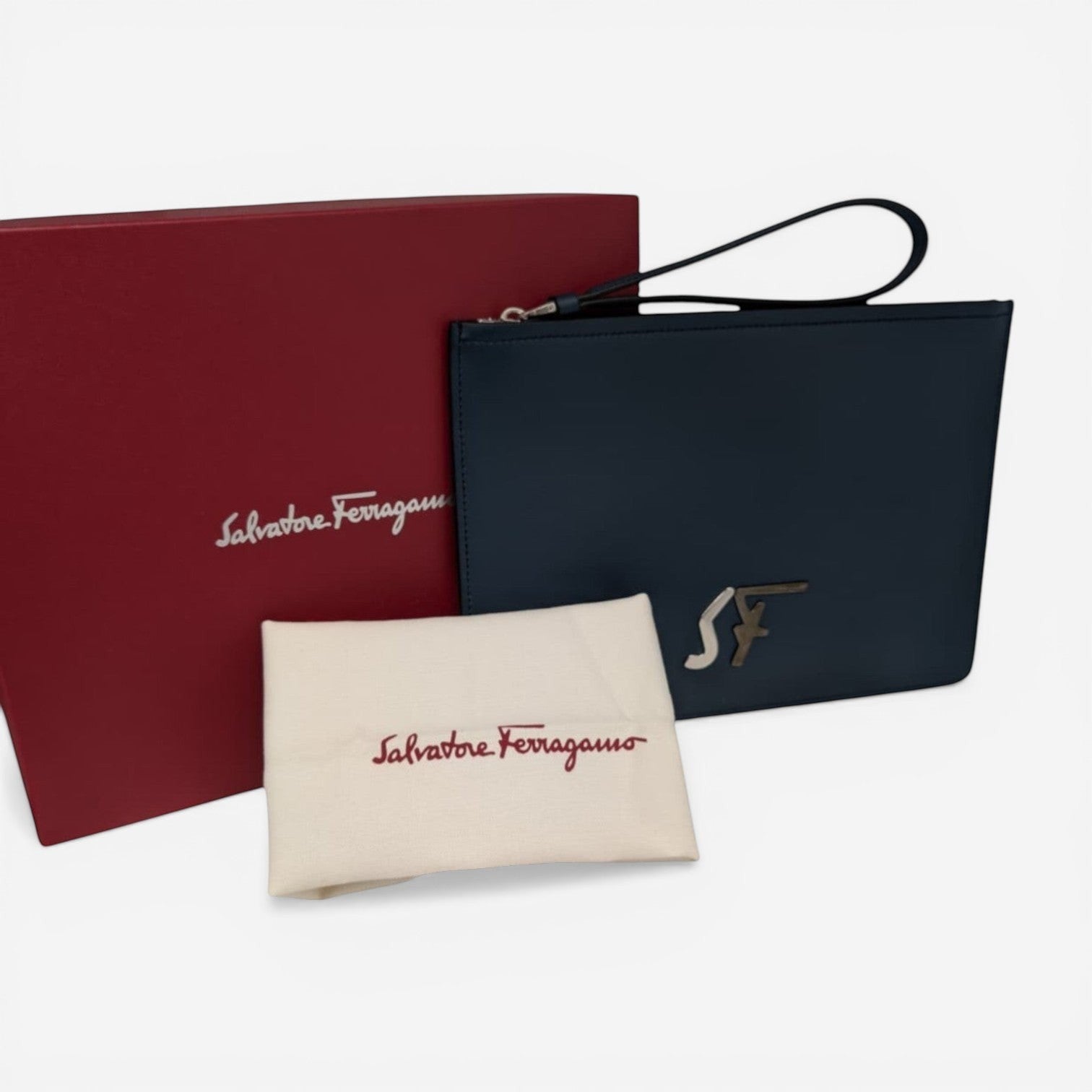 Salvatore Ferragamo Firenze Men's 723805 Blue Clutch MSRP $850 - THE SOLIST