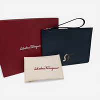 Salvatore Ferragamo Firenze Men's 723805 Blue Clutch MSRP $850 - THE SOLIST