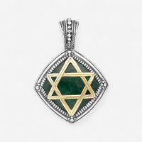Konstantino Sterling Silver & 18K Yellow Gold Green Aventurine Star of David Pendant MEKJ670-130-448 - THE SOLIST