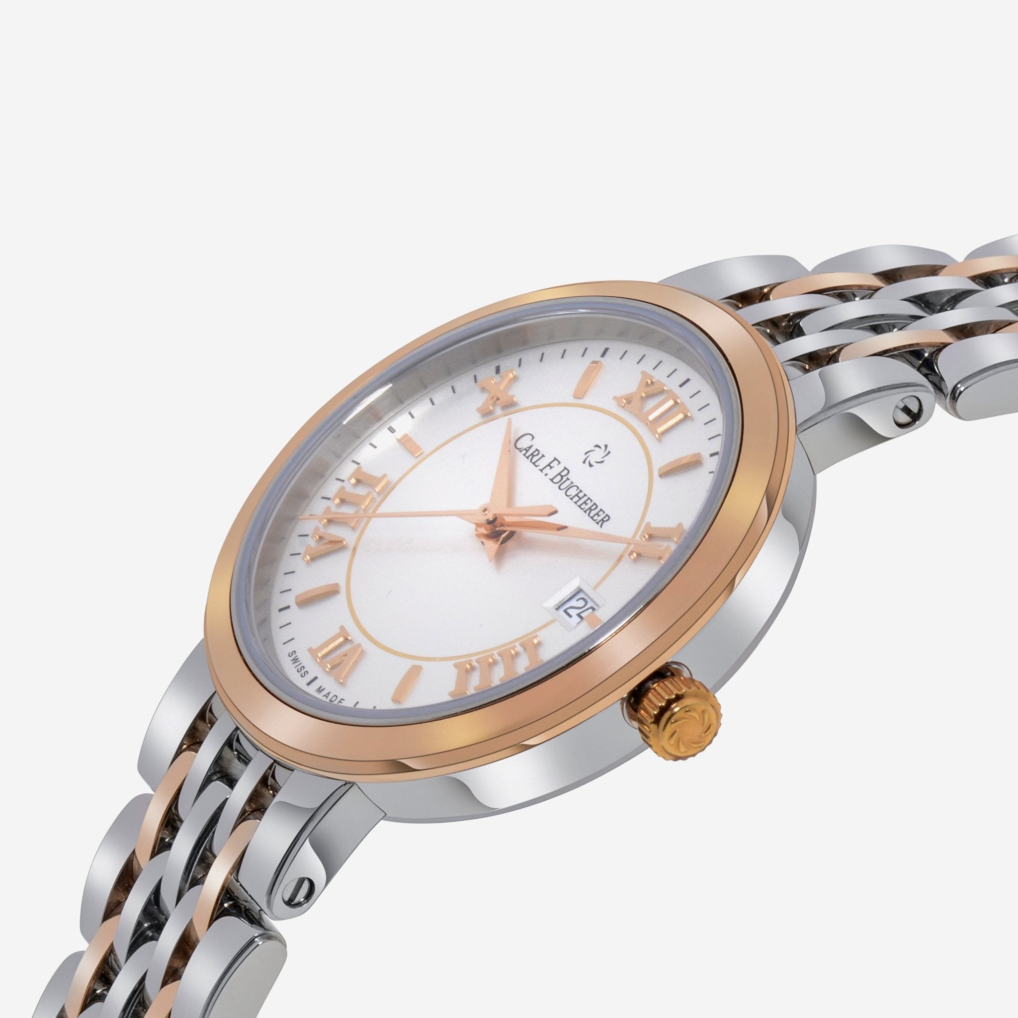 Carl F. Bucherer Adamavi Date 18K Rose Gold & Stainless Steel Quartz Women's Watch 00.10315.07.15.21 - THE SOLIST - Carl F. Bucherer