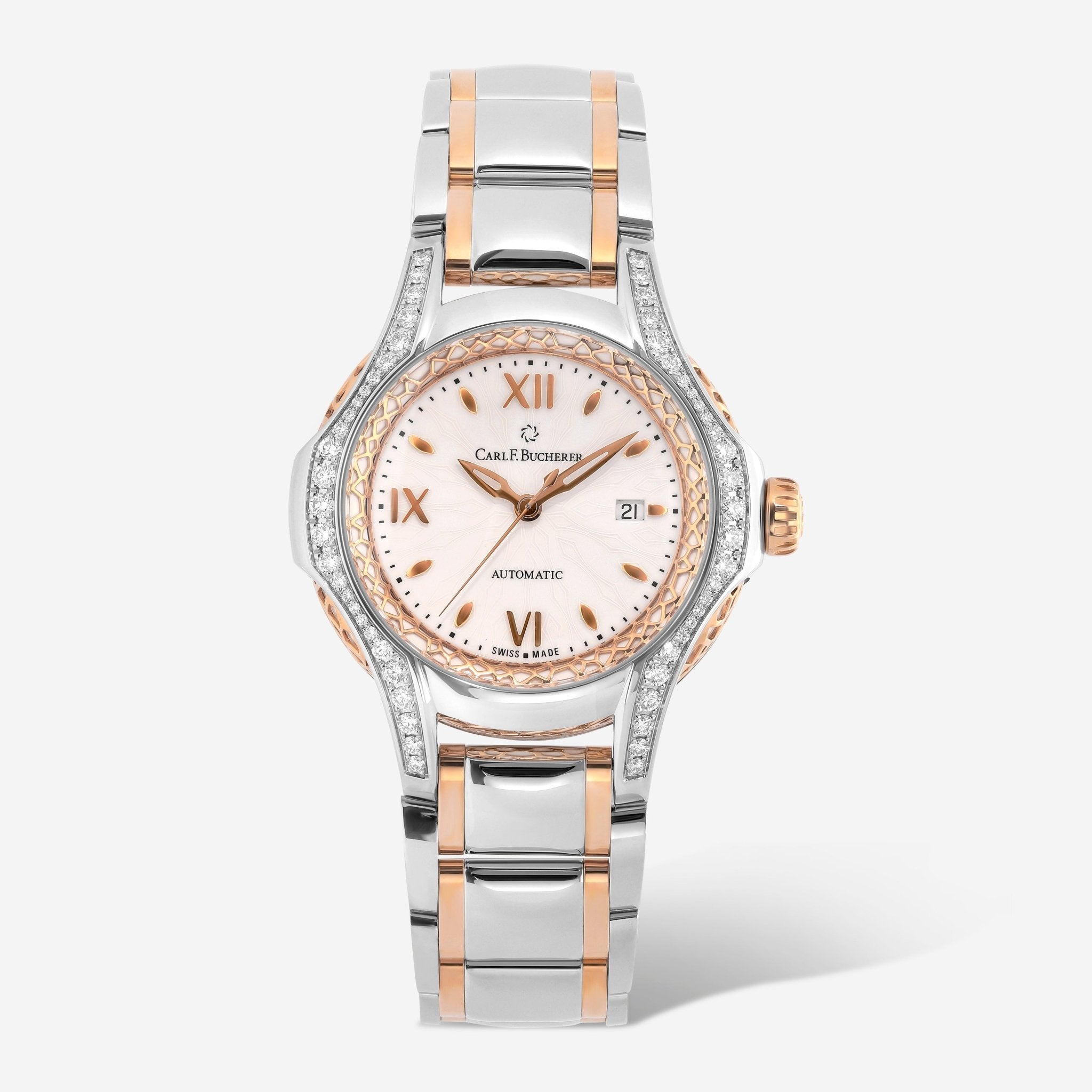 Carl F. Bucherer Pathos Diva Stainless Steel and 18K Rose Gold Automatic Ladies Watch 00.10580.07.25.31.01 - THE SOLIST - Carl F. Bucherer